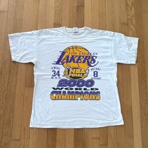Vintage Los Angeles Lakers Shirt 99-00 NBA Champions Kobe Shaq White XL